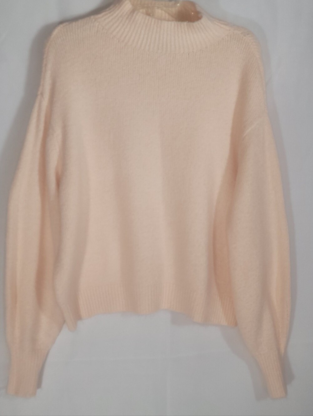 White House Black Market Pale Peach Mock Neck Sweater, Cozy Business Casual